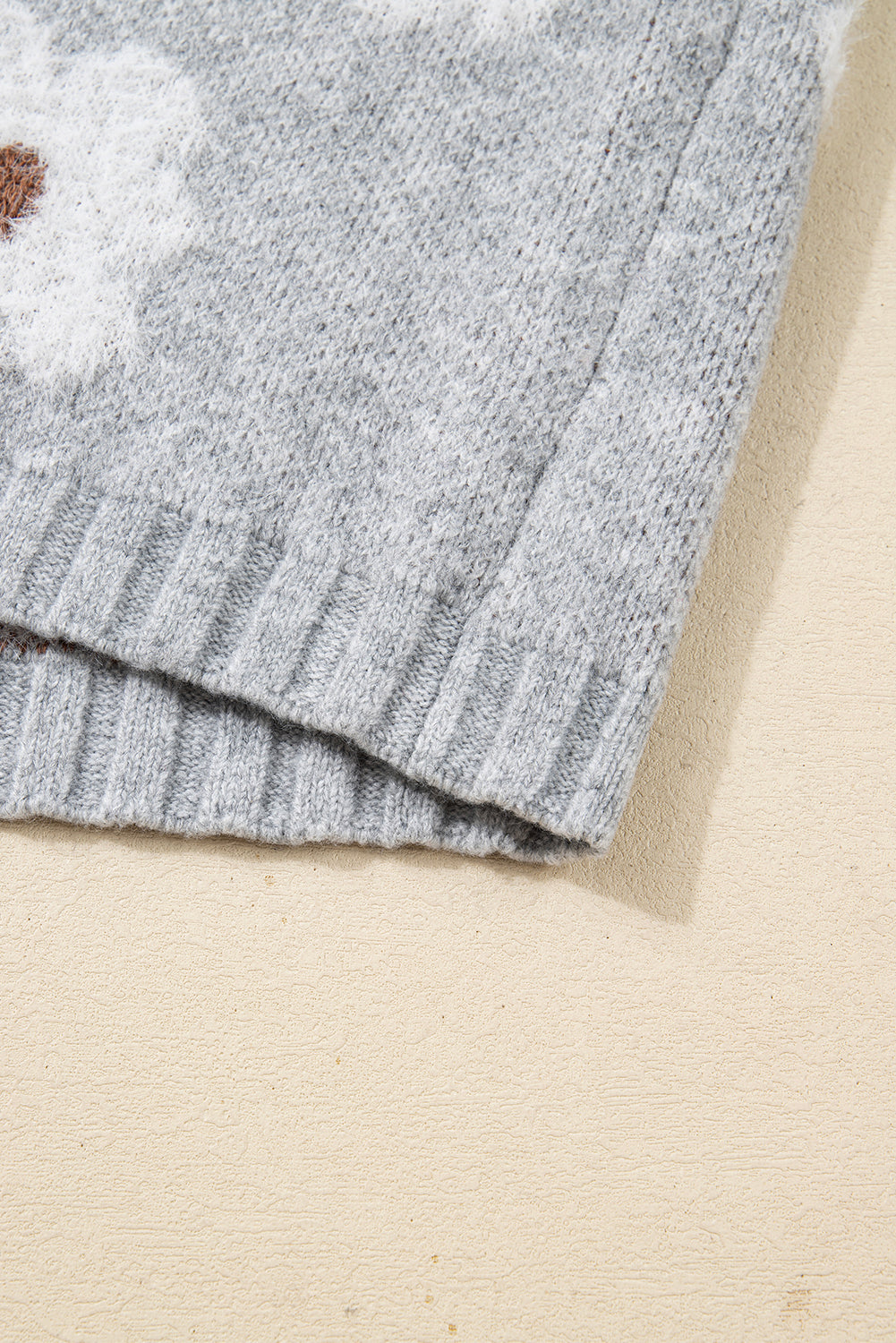 Gray Flower Baggy Sweater