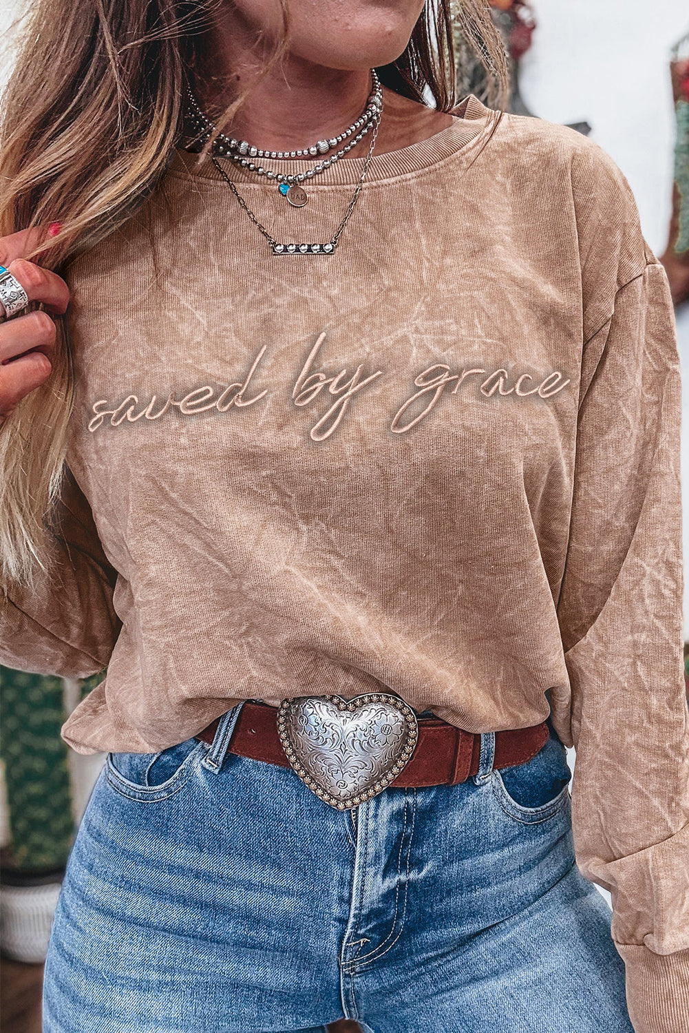 Saved By Grace Embroidered Sweatshirt