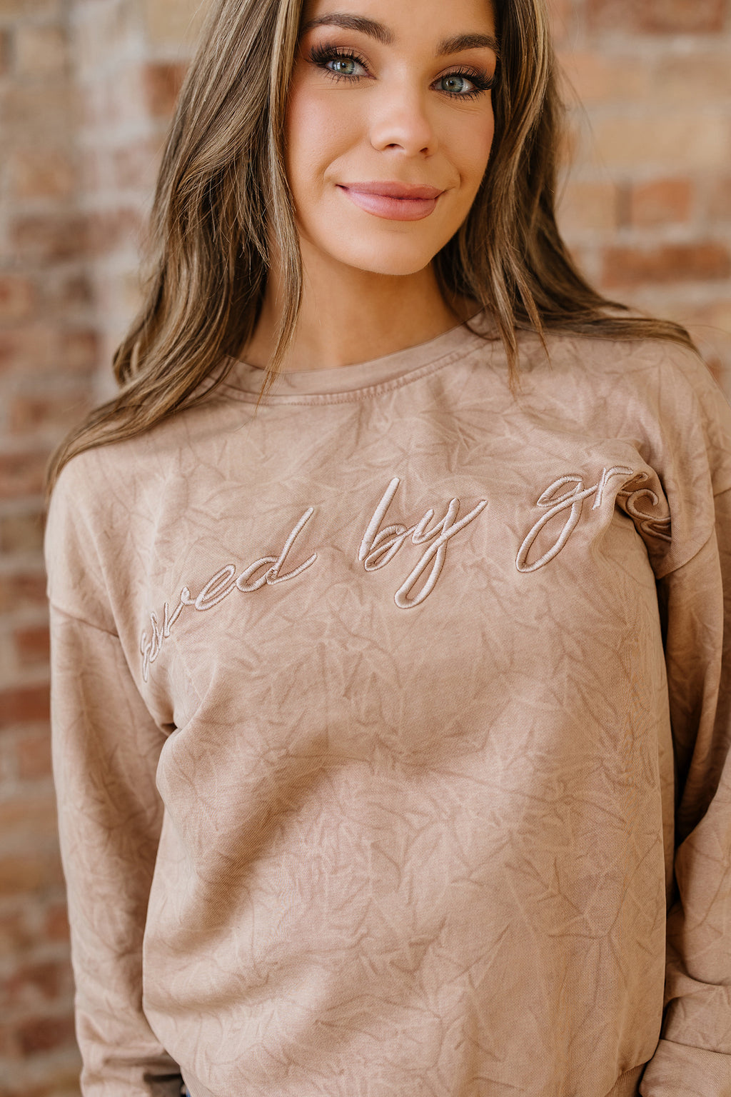 Saved By Grace Embroidered Sweatshirt