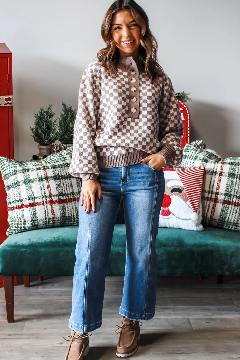 Checkerboard Knit Sweater
