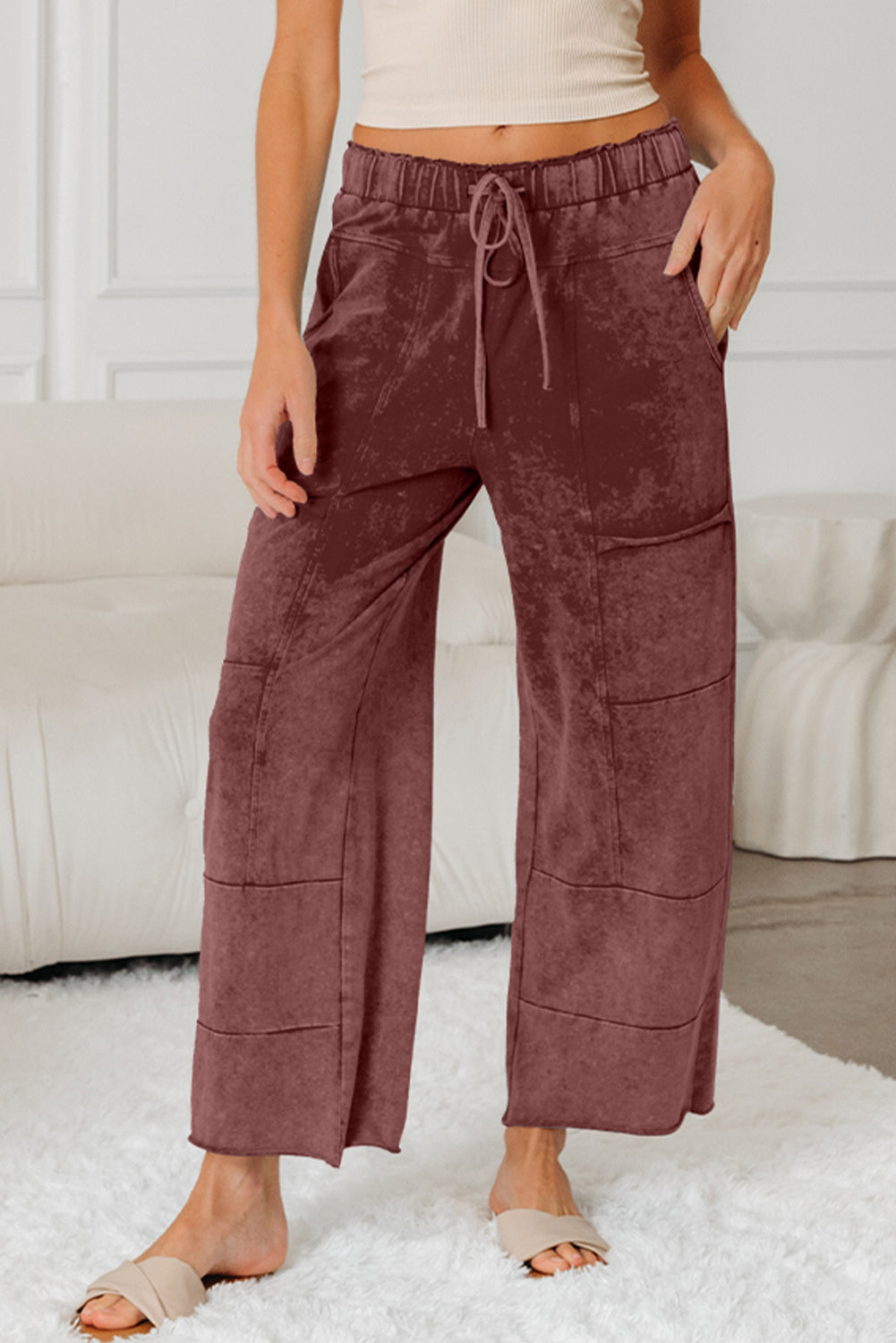 Mineral Wash Raw Hem Pocket Pants