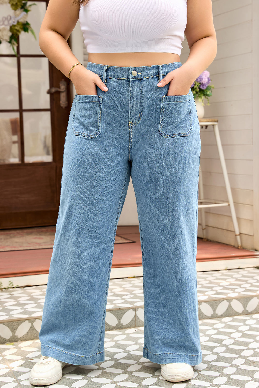 Plus Size Dusk Blue Wide Leg Jeans
