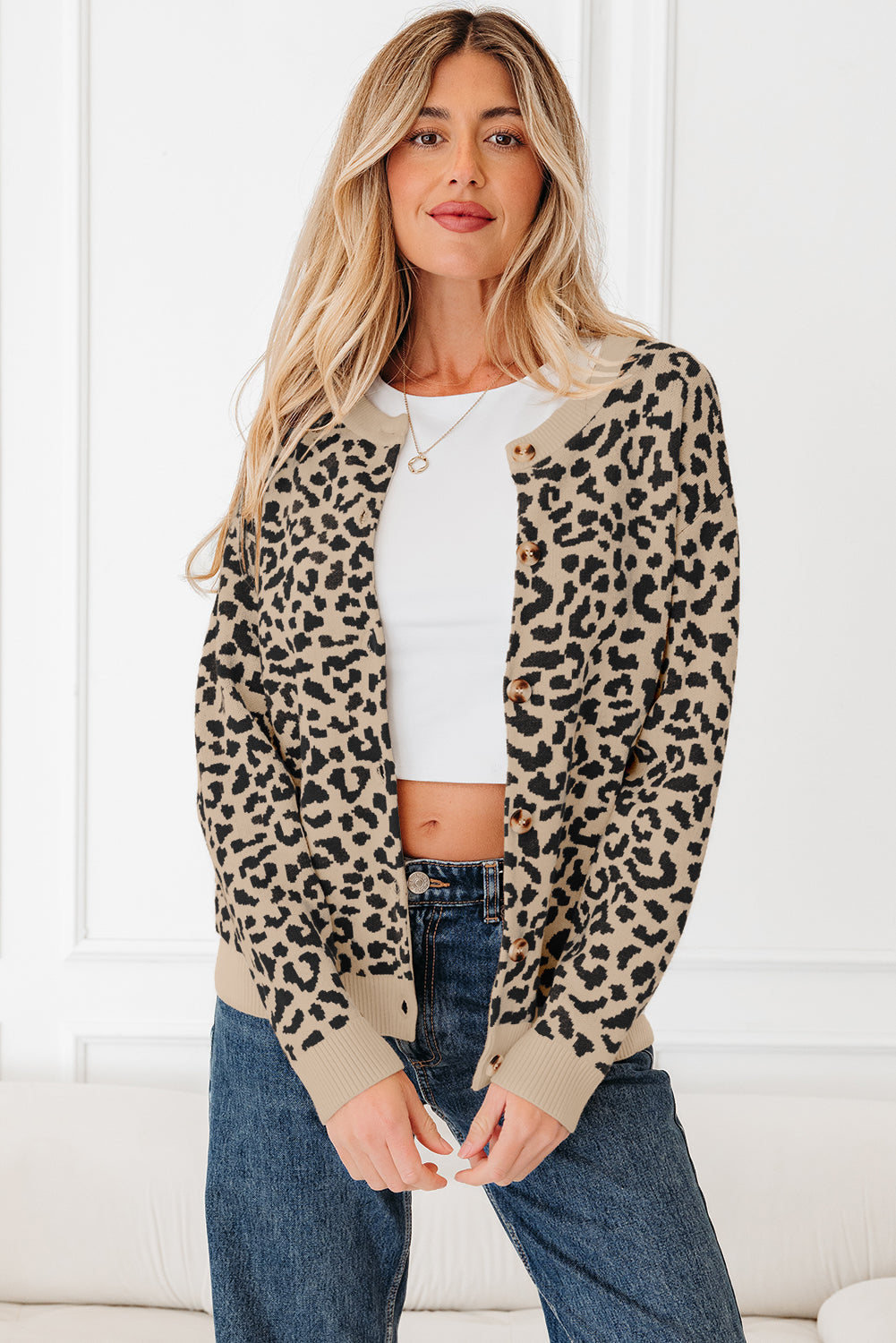 Leopard Chunky Knitted Cardigan