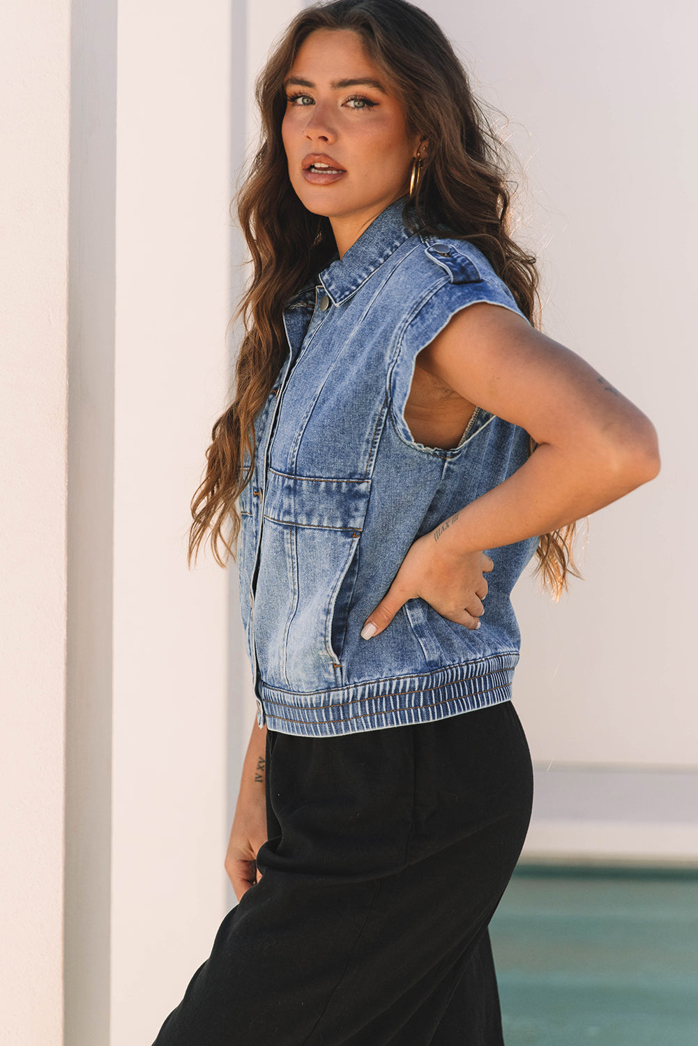 Ashleigh Blue Acid Wash Denim Vest