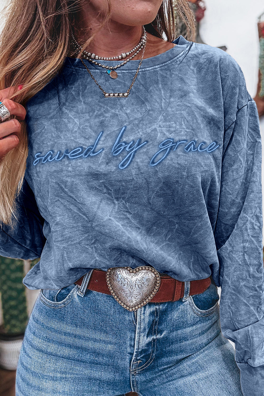Saved By Grace Embroidered Sweatshirt