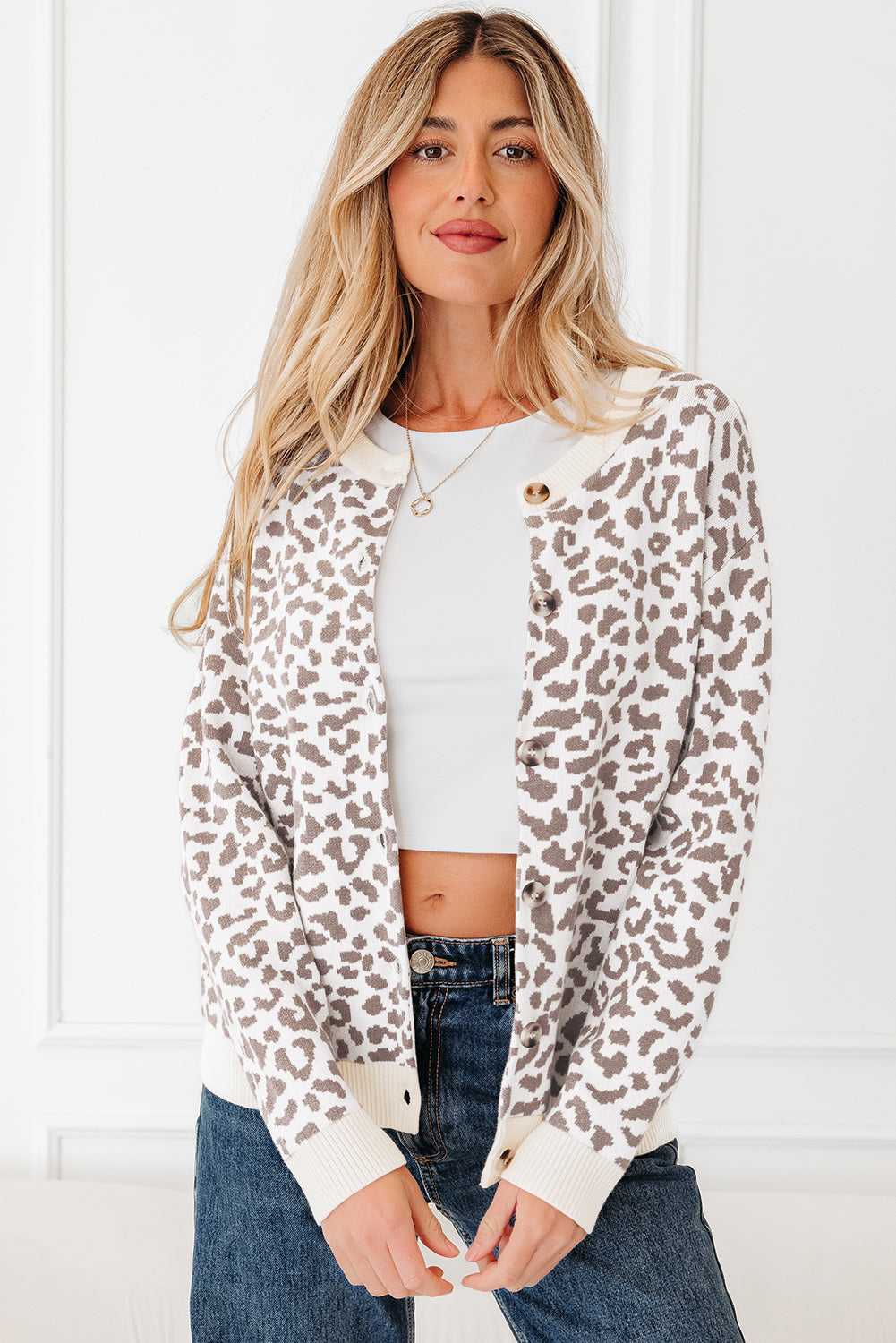 Leopard Chunky Knitted Cardigan