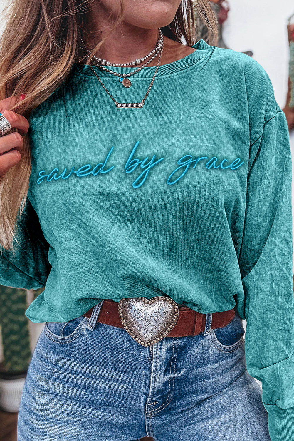 Saved By Grace Embroidered Sweatshirt