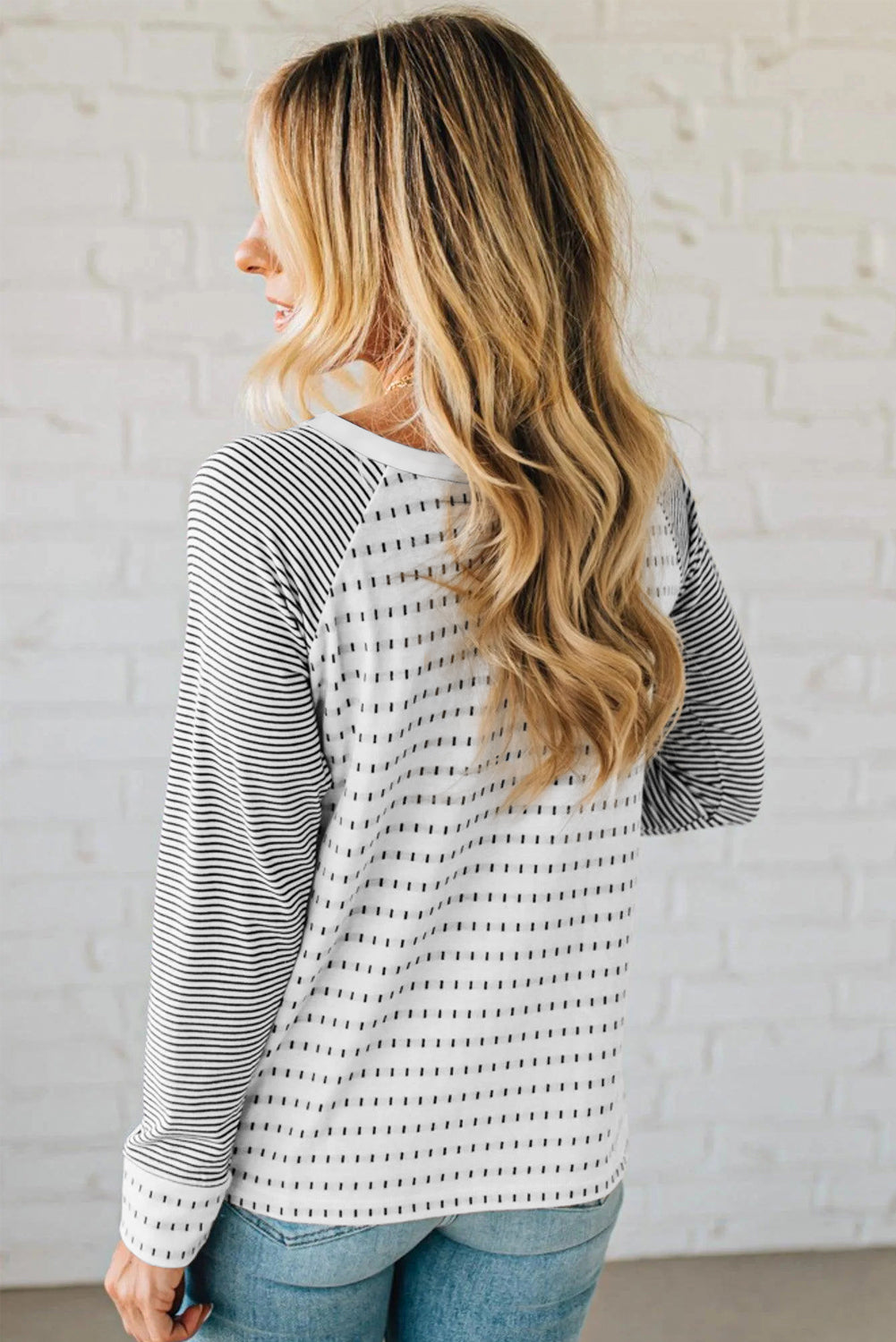 Black Stripe Raglan Long Sleeve Tee