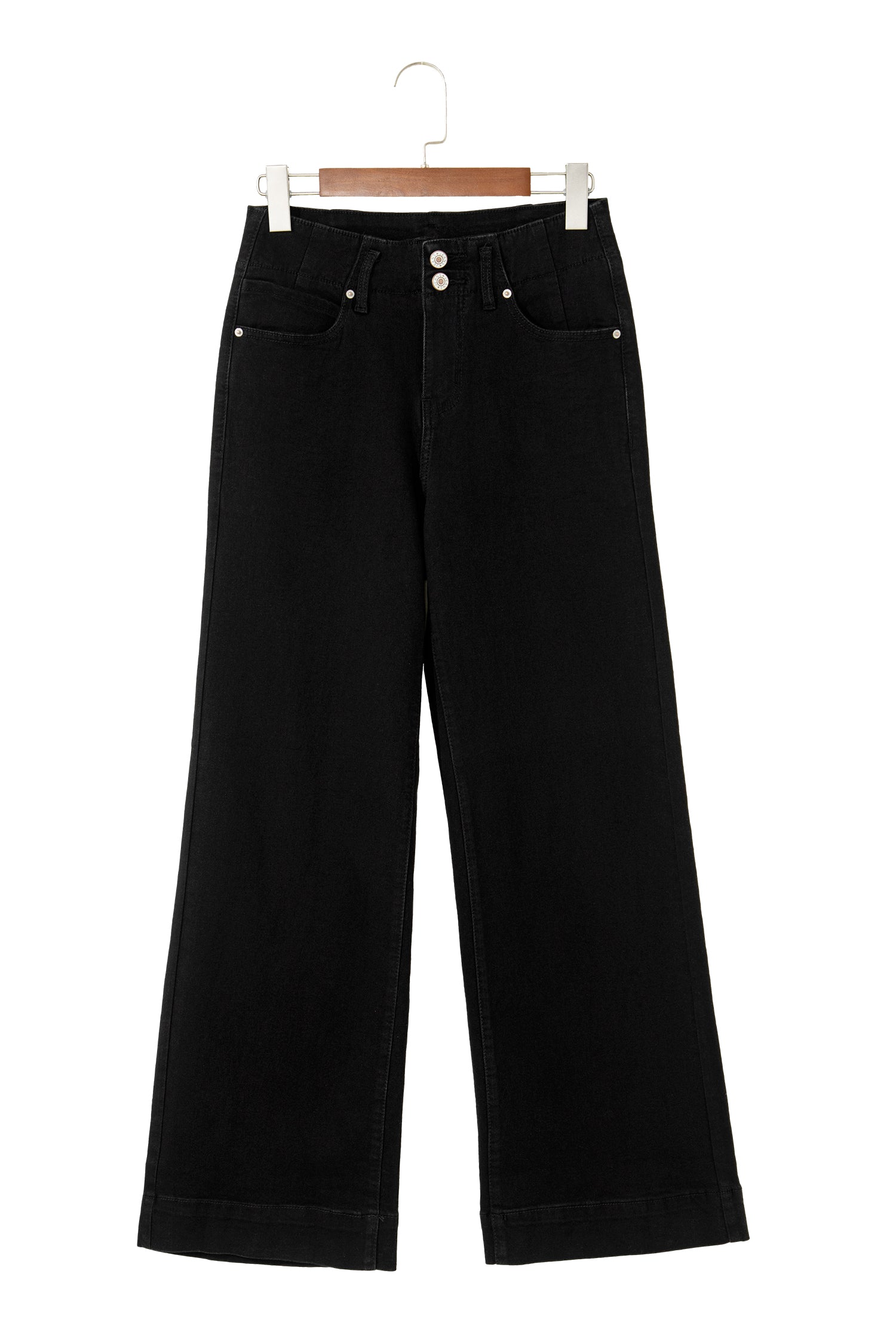 2-Button High Waist Flared Bottom Jeans