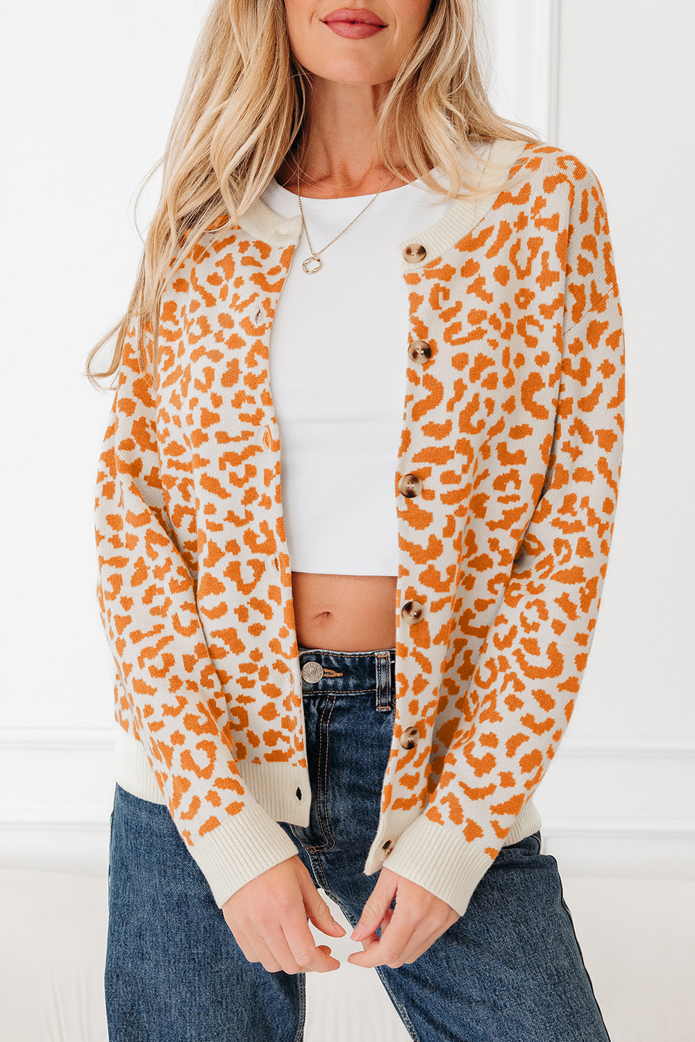 Leopard Chunky Knitted Cardigan