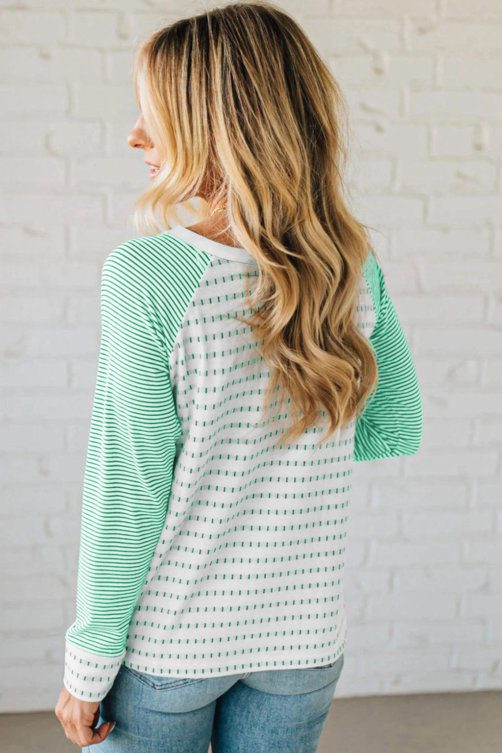 Black Stripe Raglan Long Sleeve Tee
