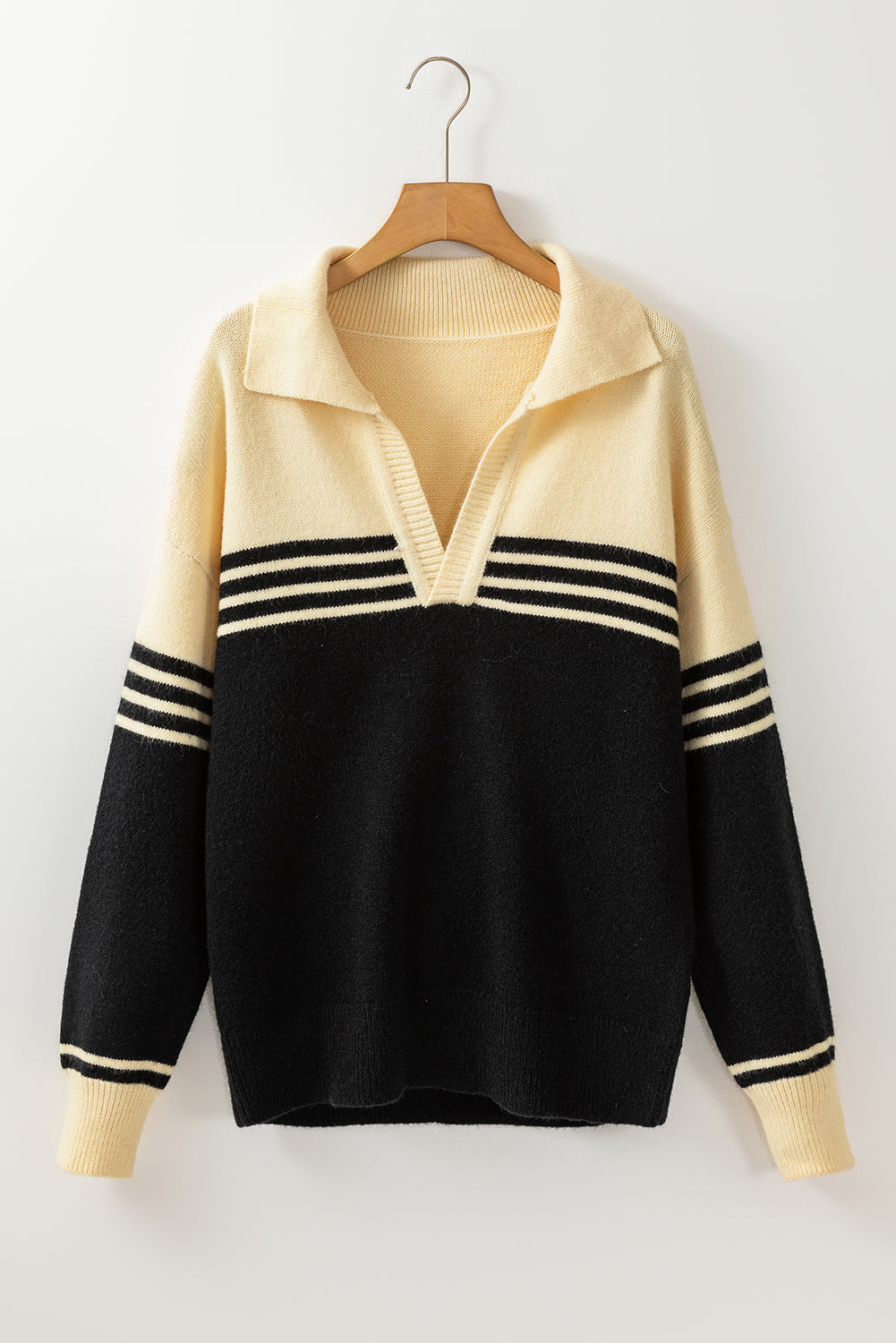 Black Stripe Collared Sweater