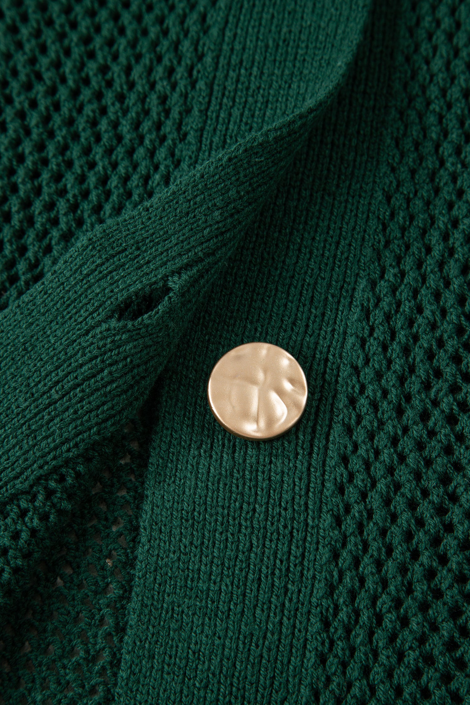 Plus Size  Blackish Green Golden Accent Buttons Short Sweater Cardigan