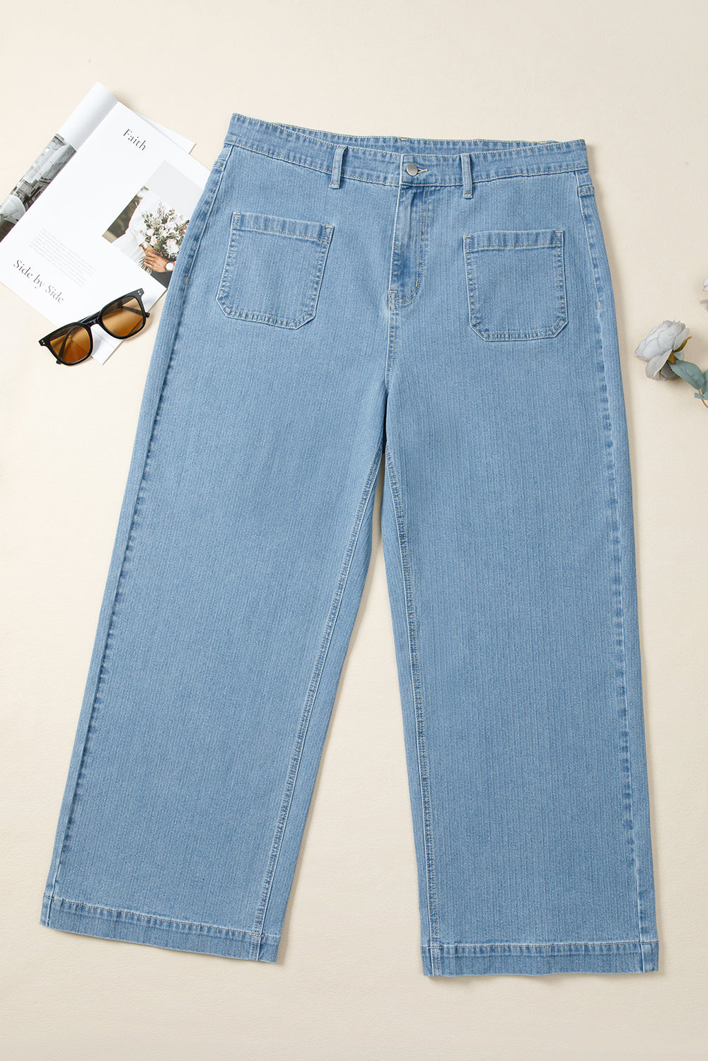 Plus Size Dusk Blue Wide Leg Jeans