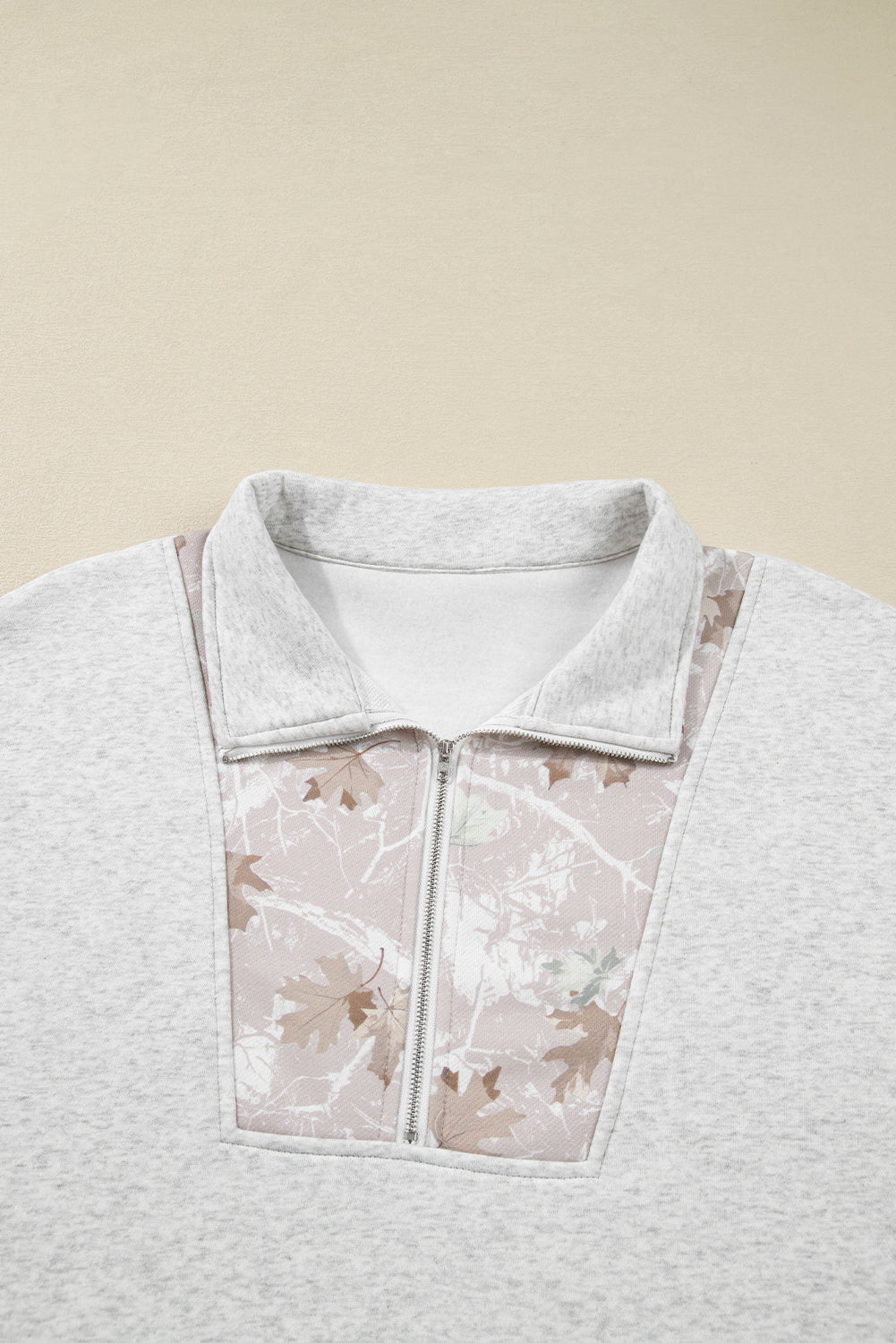 Plus Size Gray Camo Collar Sweatshirt