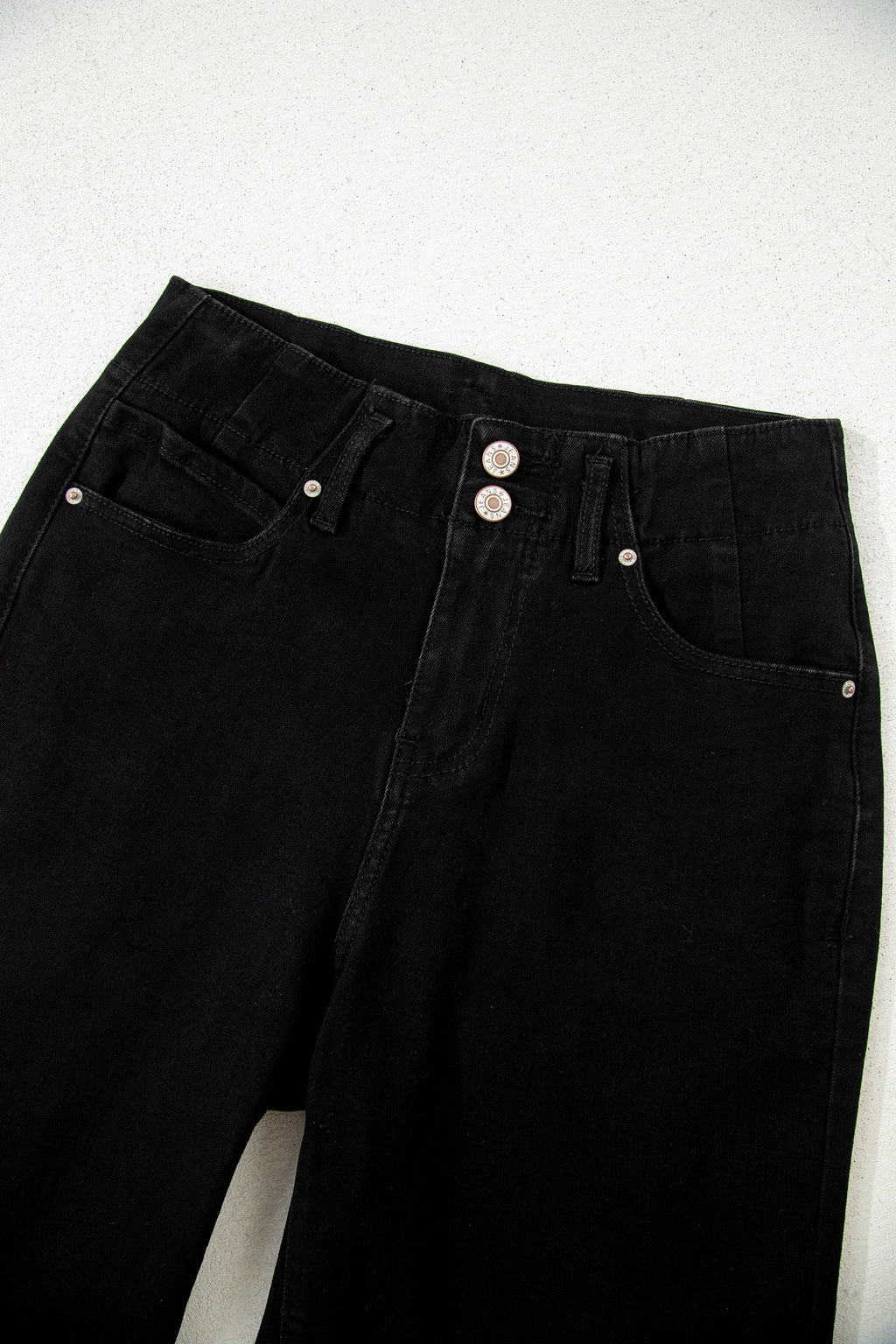 2-Button High Waist Flared Bottom Jeans