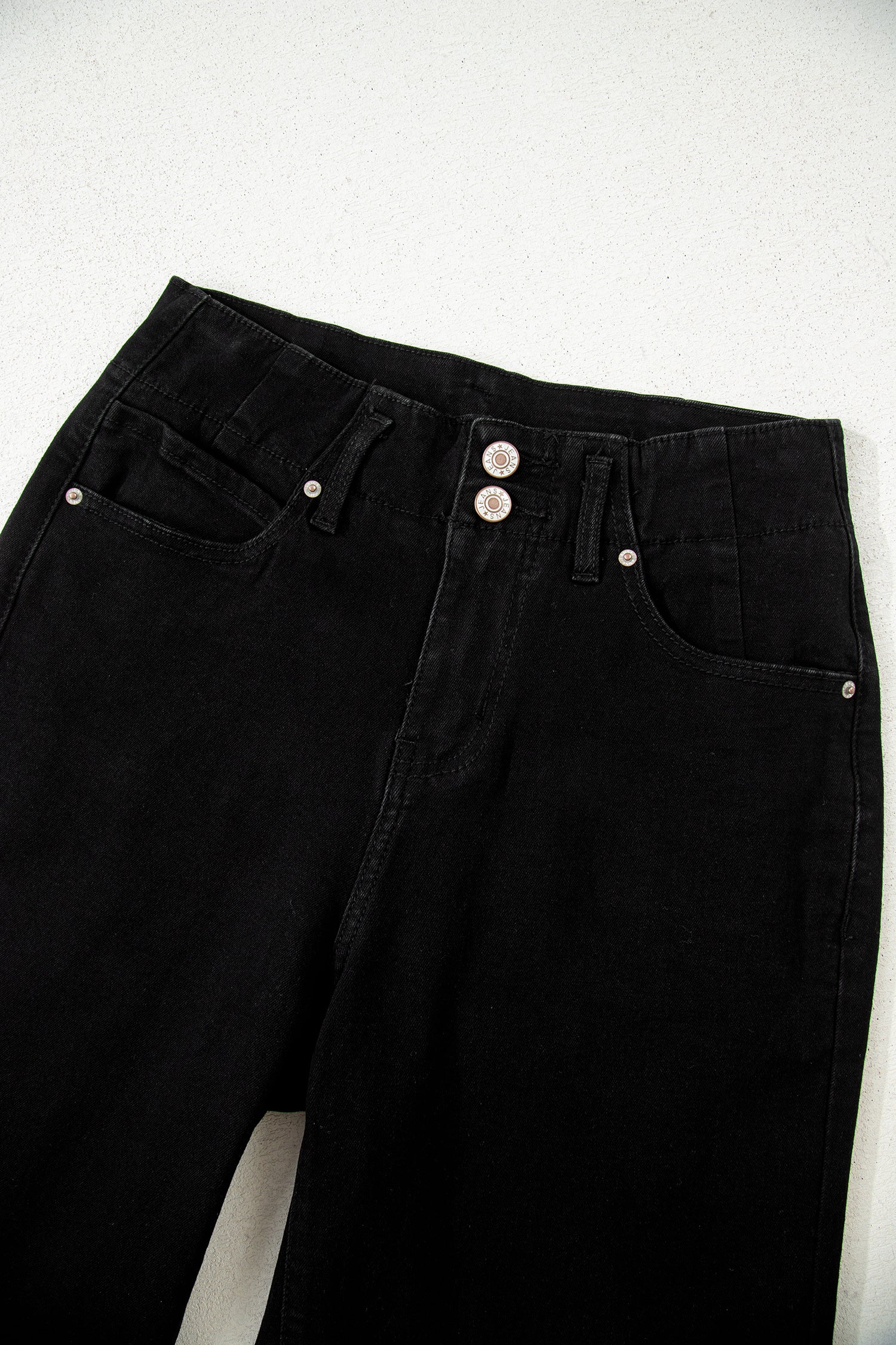 2-Button High Waist Flared Bottom Jeans