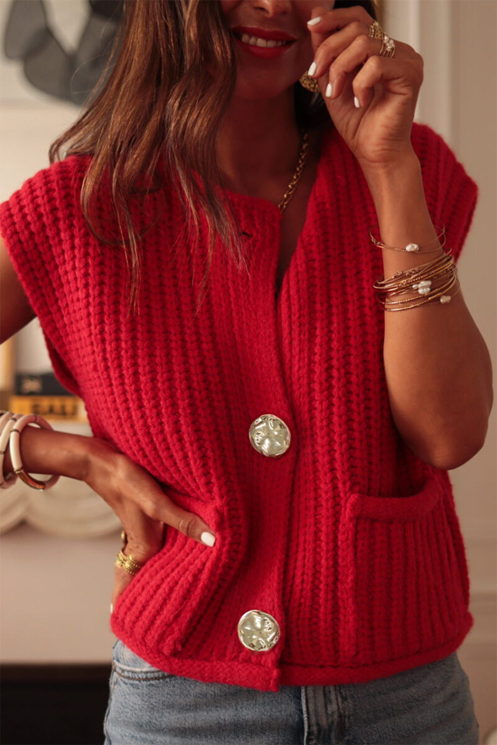 Textured Knit Sweater Vest