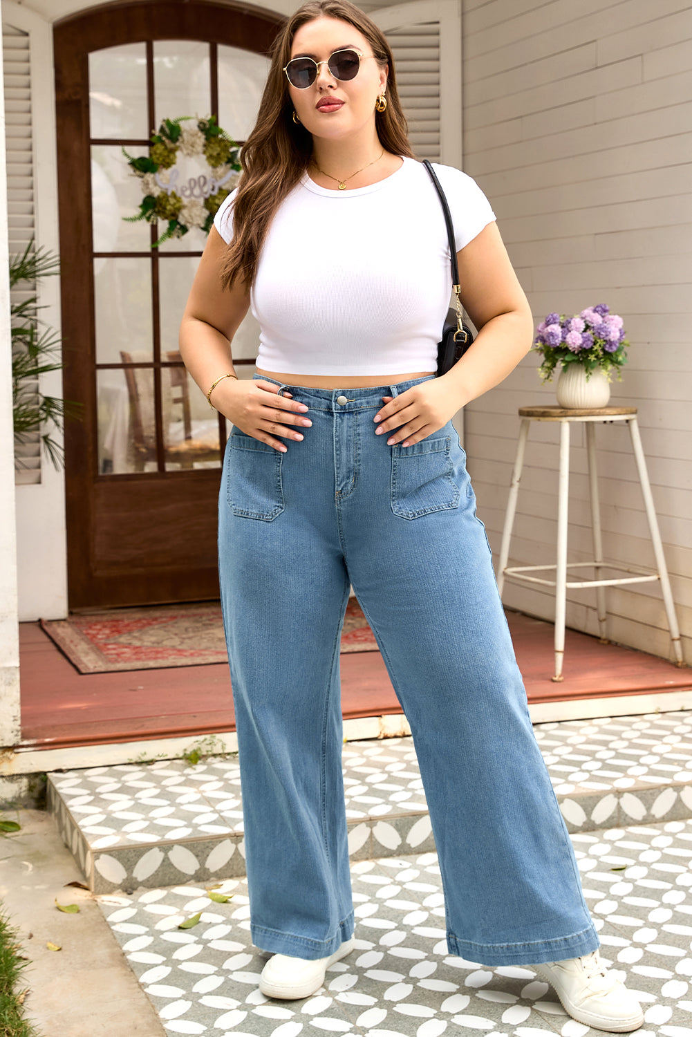 Plus Size Dusk Blue Wide Leg Jeans