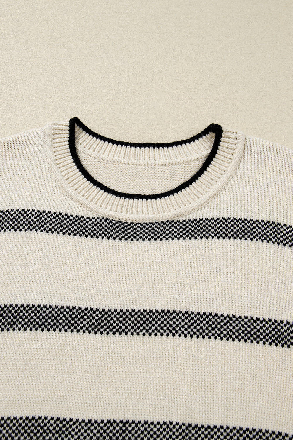 Plus Size Apricot Stripe Wide Sleeve Sweater