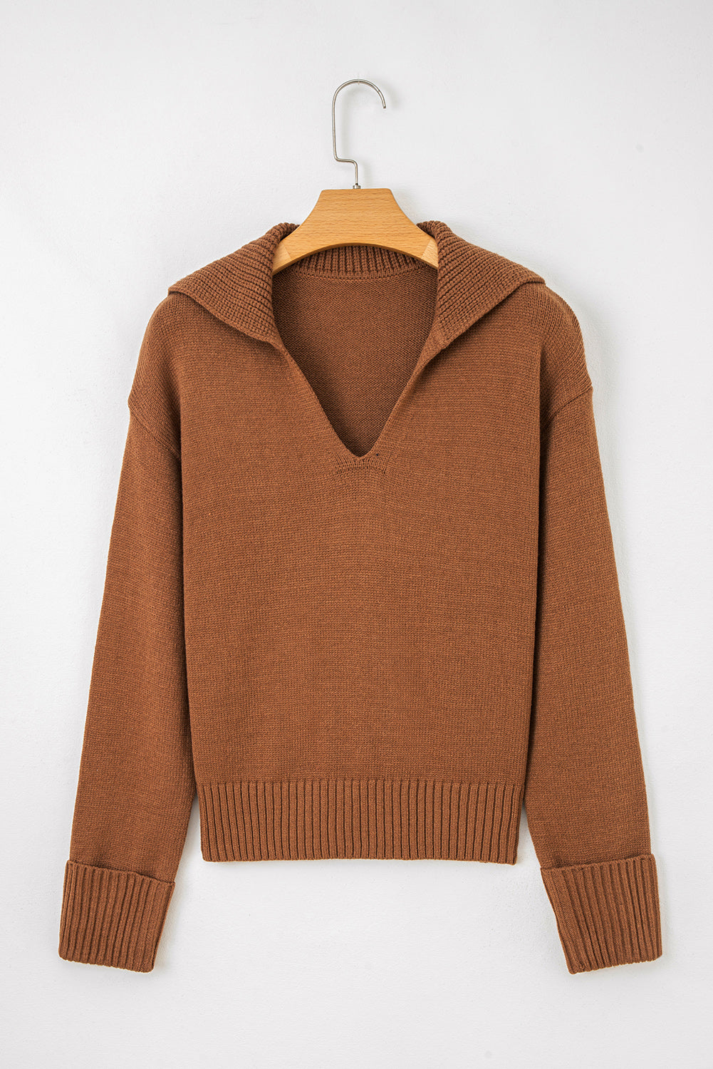 V Neck Ribbed Sweater