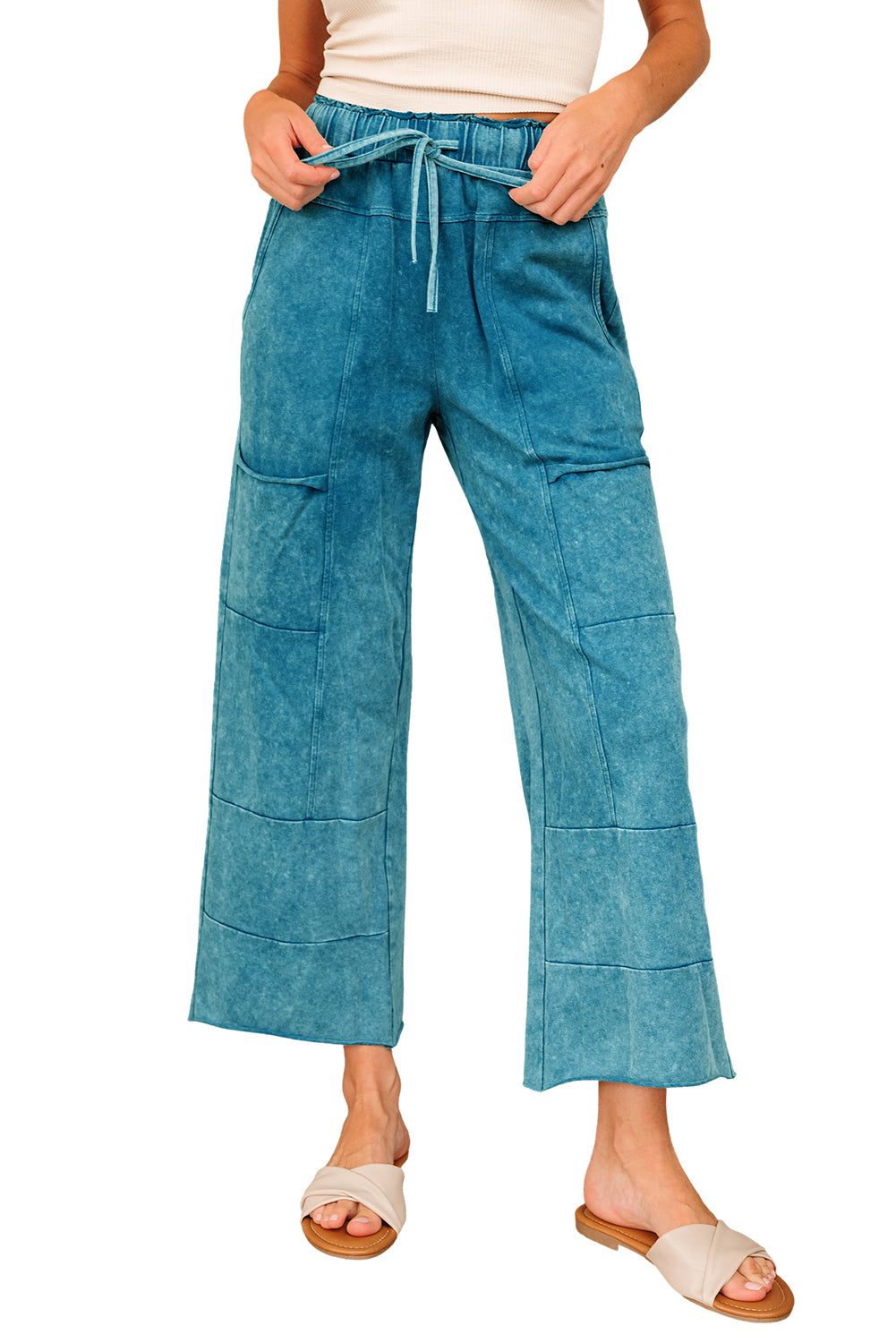 Mineral Wash Raw Hem Pocket Pants