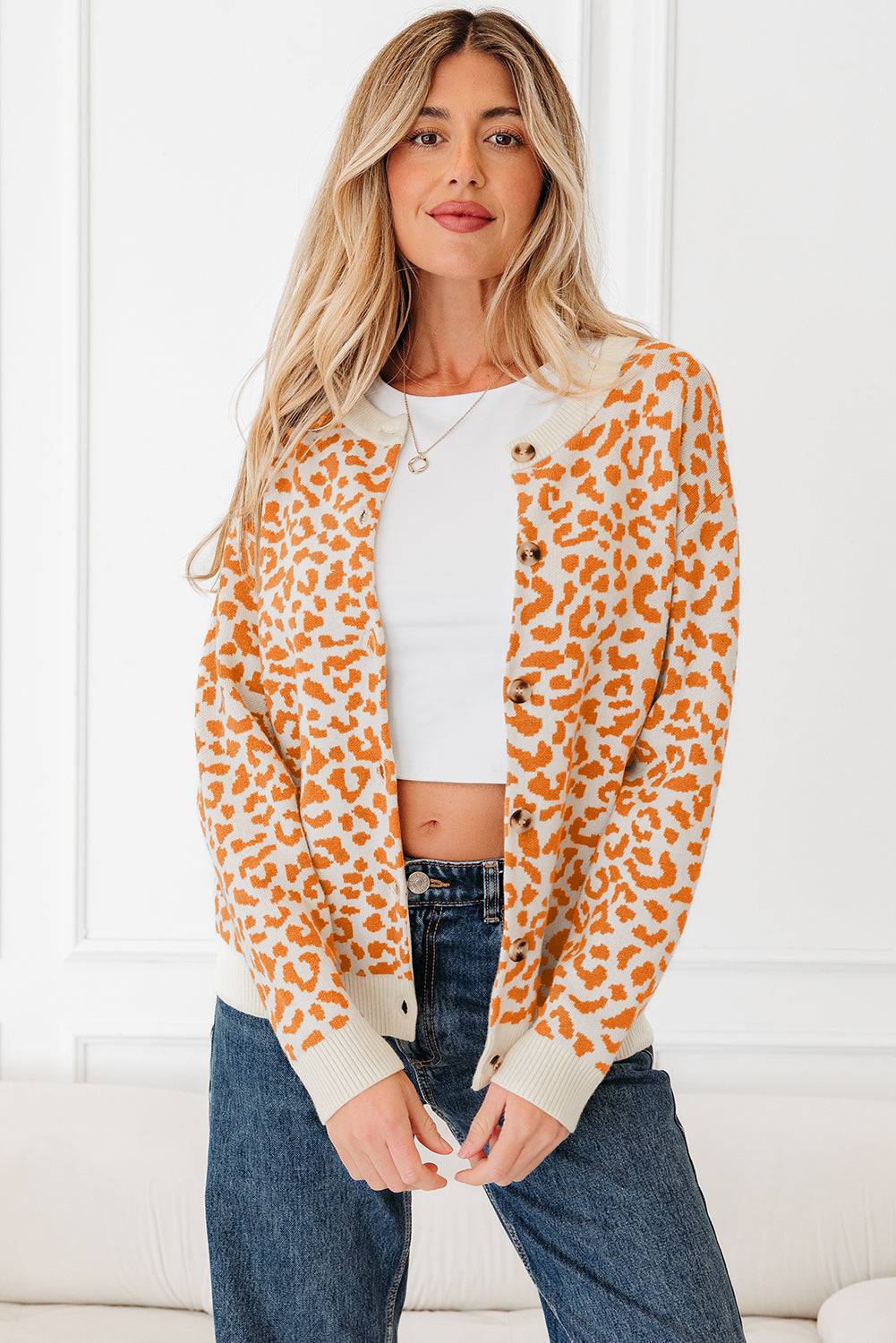Leopard Chunky Knitted Cardigan