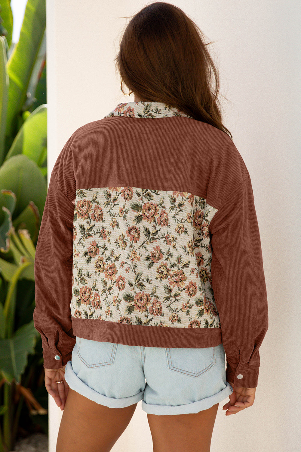 Ribbed Retro Floral Patchwork Jacket