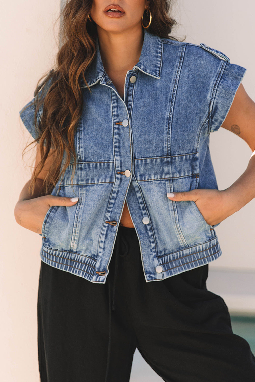 Ashleigh Blue Acid Wash Denim Vest