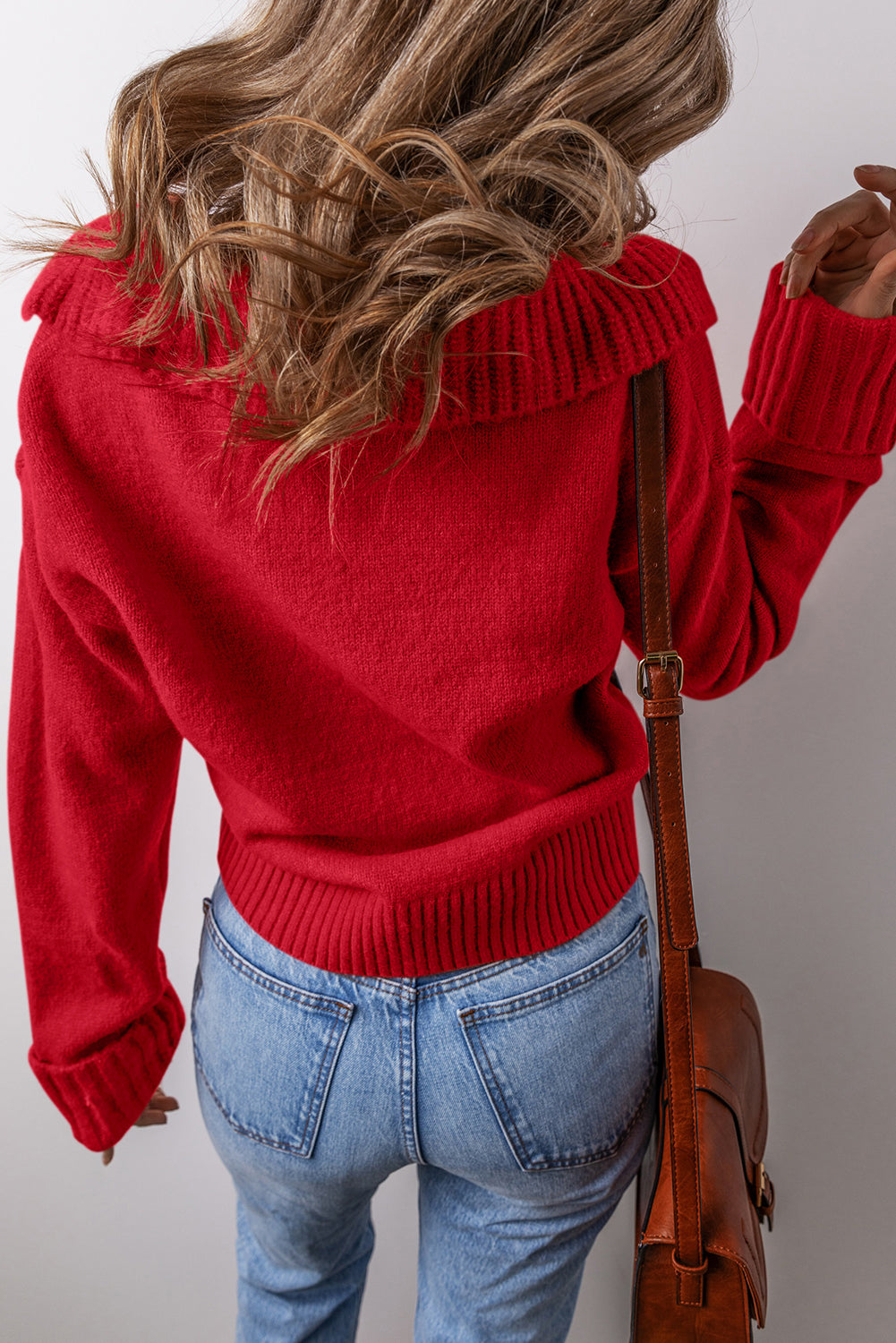 V Neck Ribbed Sweater