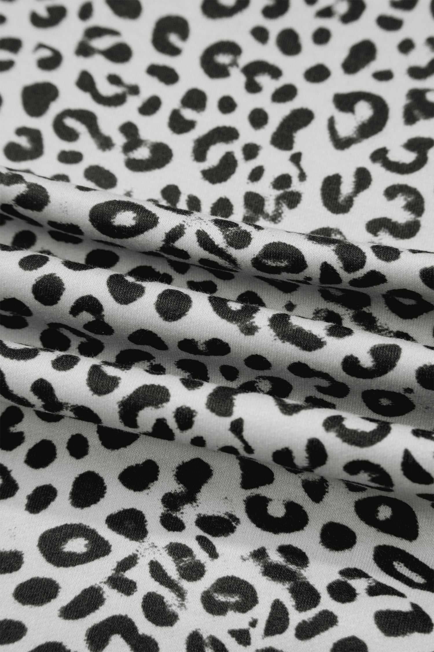 Khaki Animal Print Wide Leg Terry Knit Pants