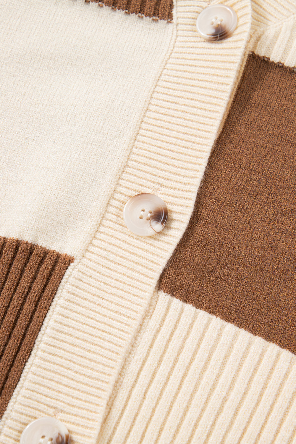 Plus Size Khaki Checkered Ribbed Texture Knit Cardigan Sweater