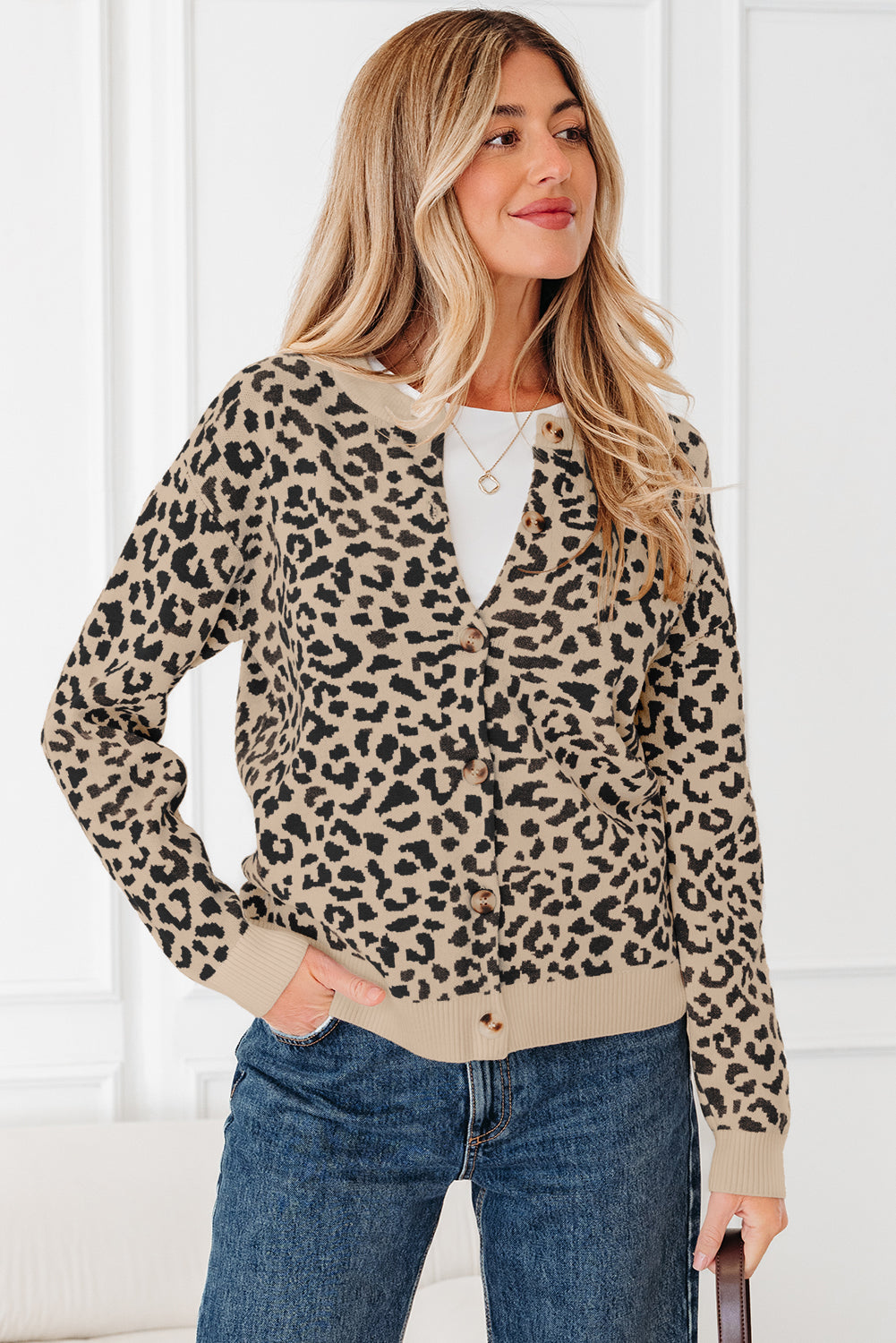 Leopard Chunky Knitted Cardigan