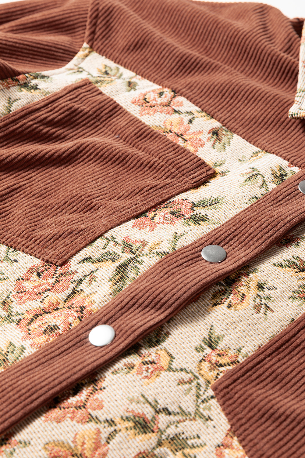 Ribbed Retro Floral Patchwork Jacket