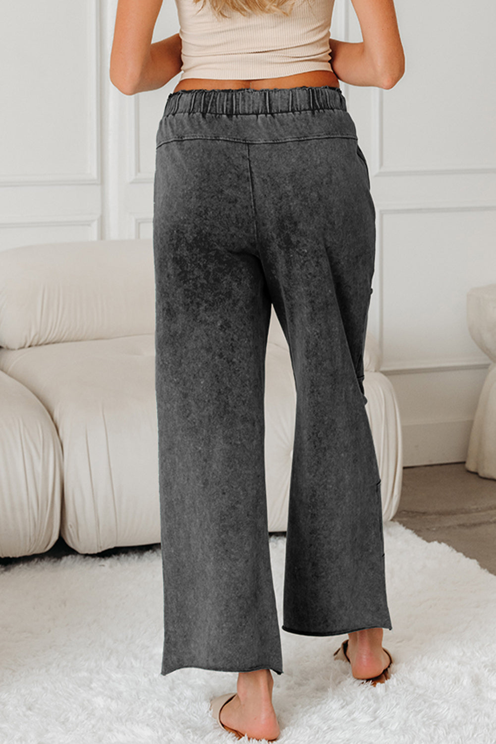 Mineral Wash Raw Hem Pocket Pants