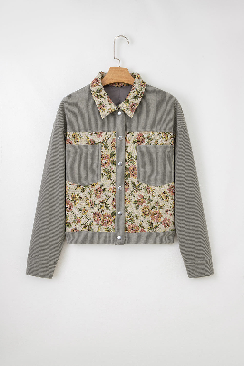 Ribbed Retro Floral Patchwork Jacket