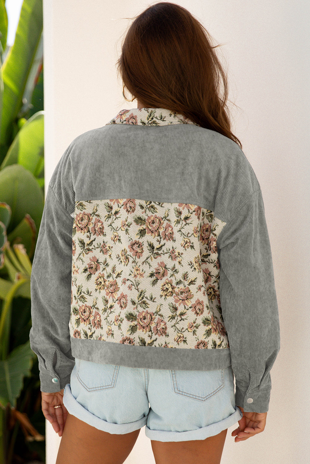 Ribbed Retro Floral Patchwork Jacket