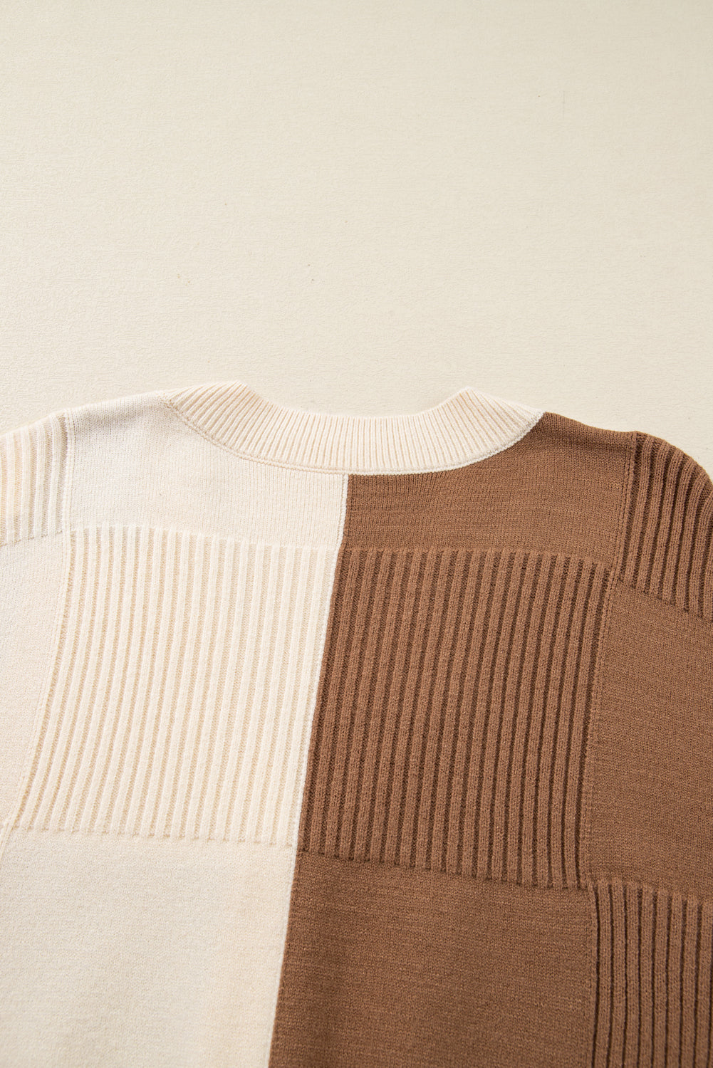 Plus Size Khaki Checkered Ribbed Texture Knit Cardigan Sweater