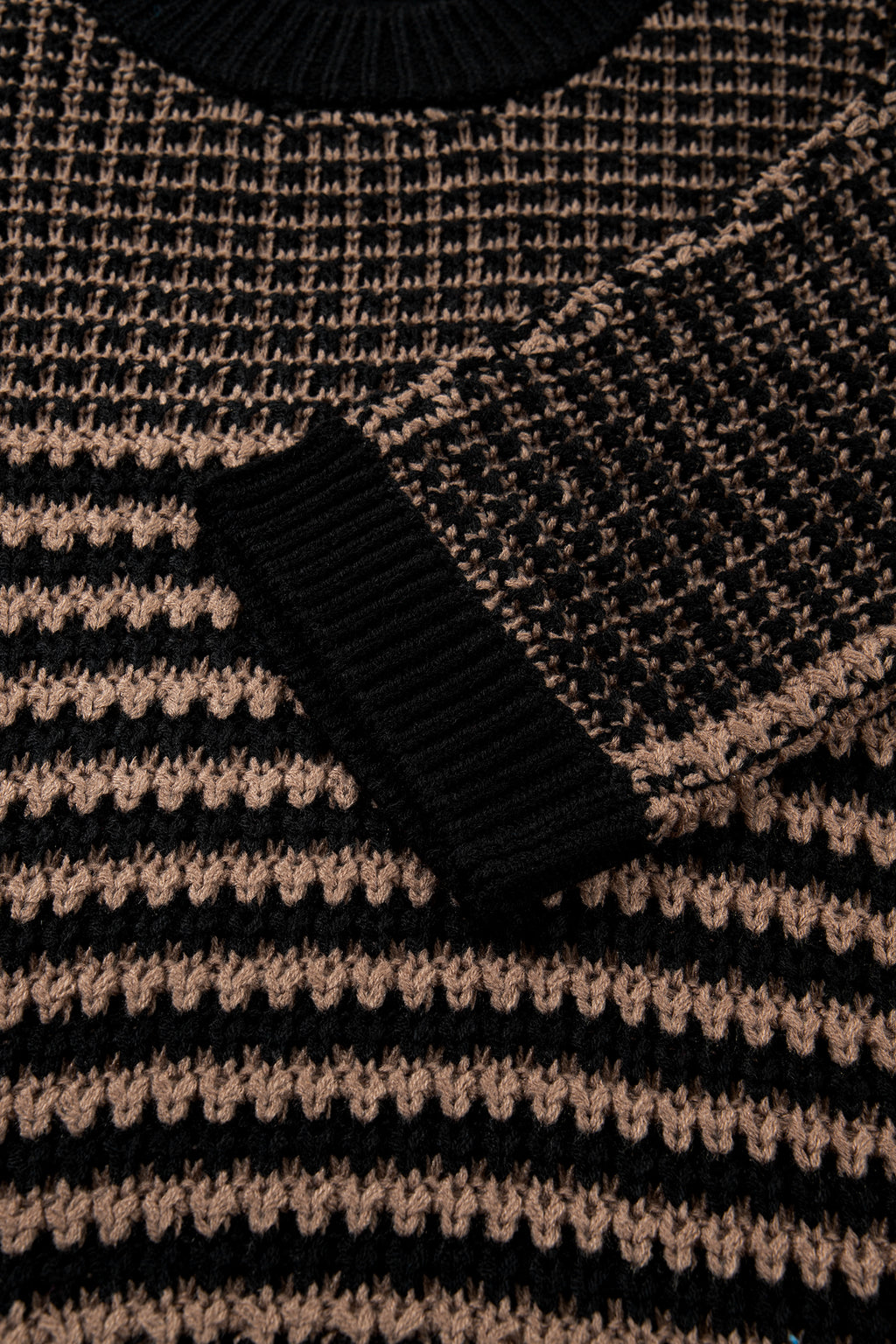 Black Stripe 3/4 Draped Sleeve Slouchy Sweater