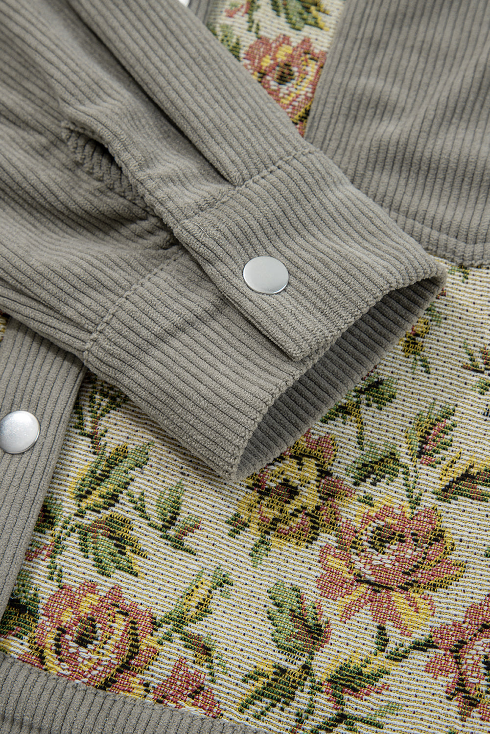 Ribbed Retro Floral Patchwork Jacket