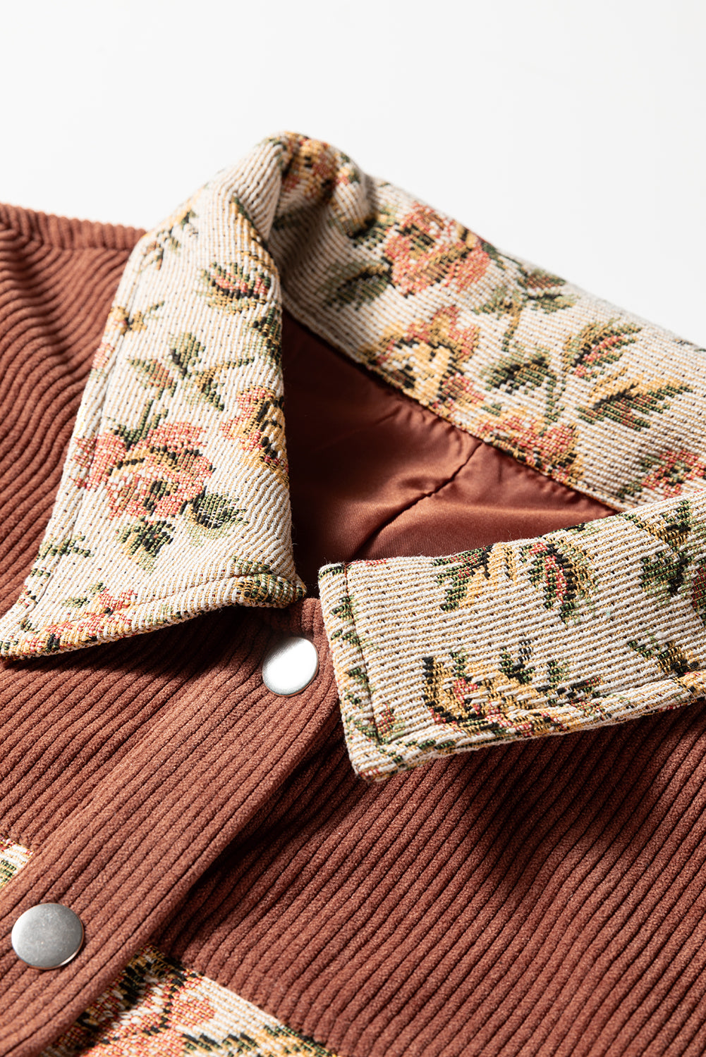 Ribbed Retro Floral Patchwork Jacket
