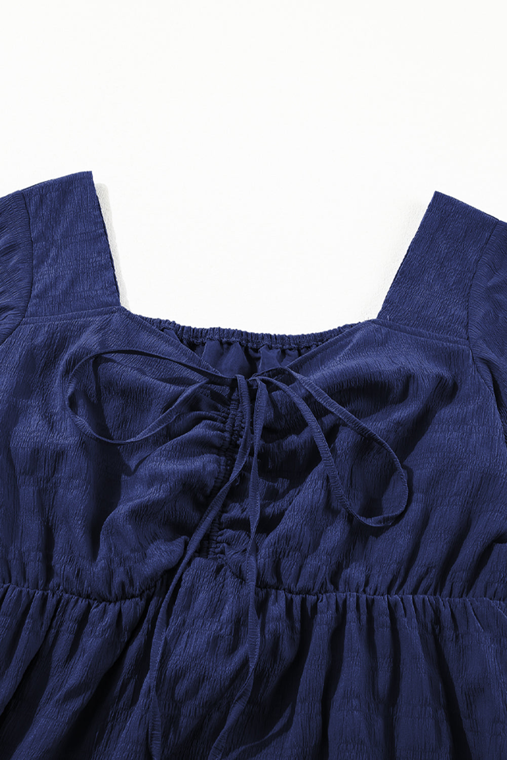 Plus Size Short Sleeve Lace-up High Waist Midi Dress