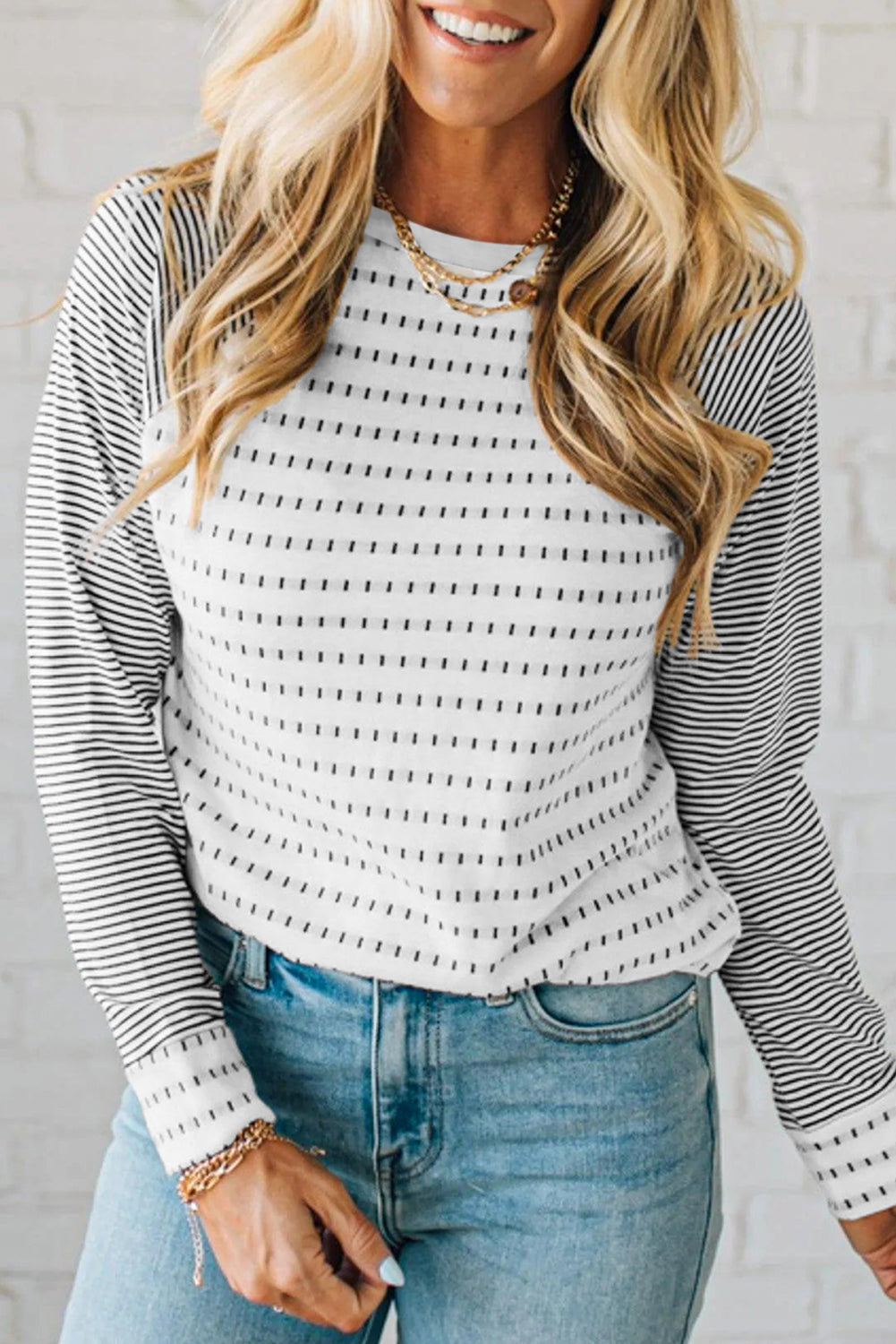 Black Stripe Raglan Long Sleeve Tee