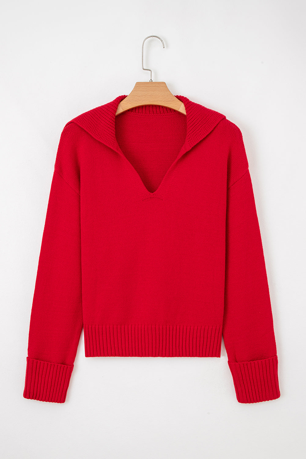 V Neck Ribbed Sweater