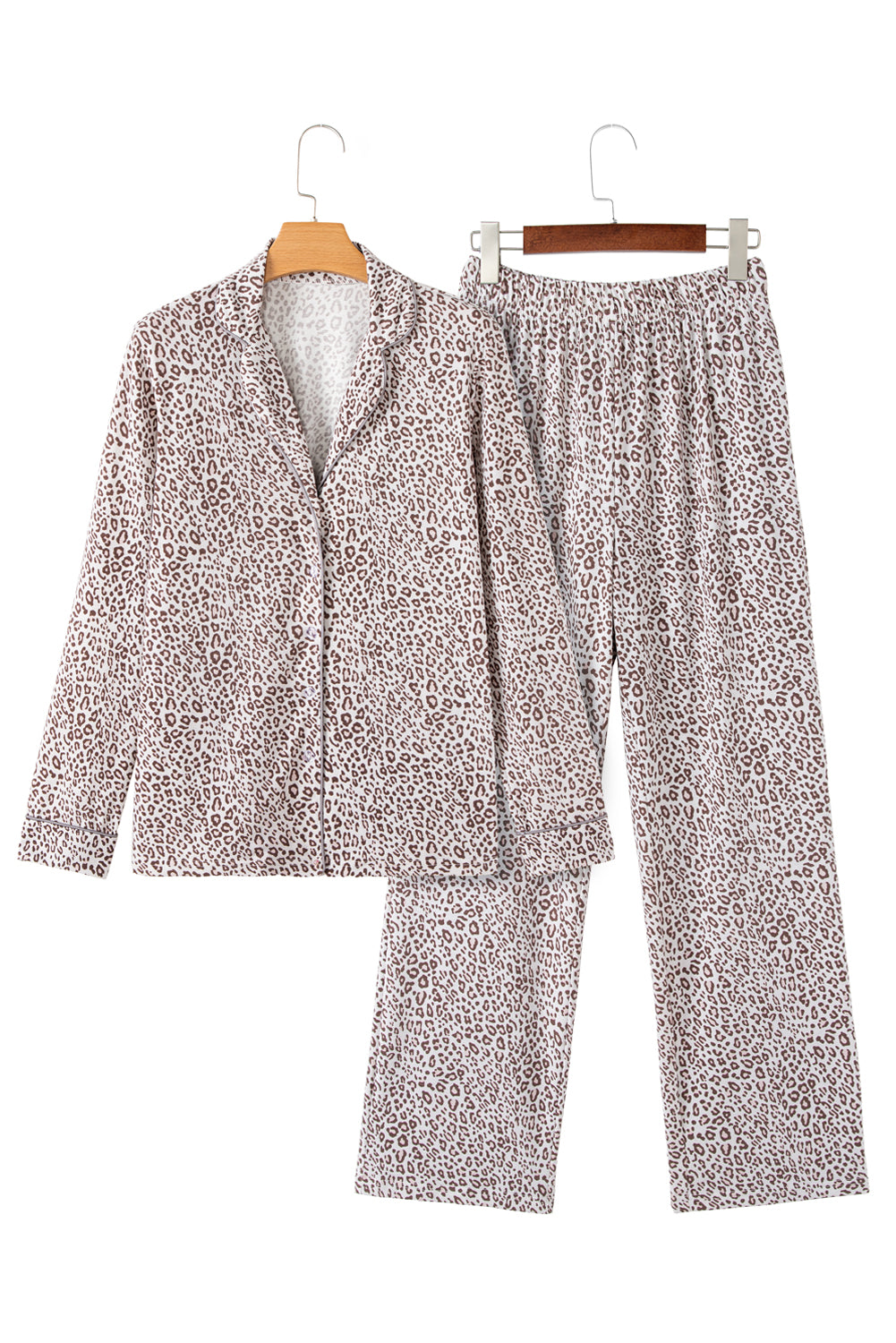 White Leopard Print Pajama Set