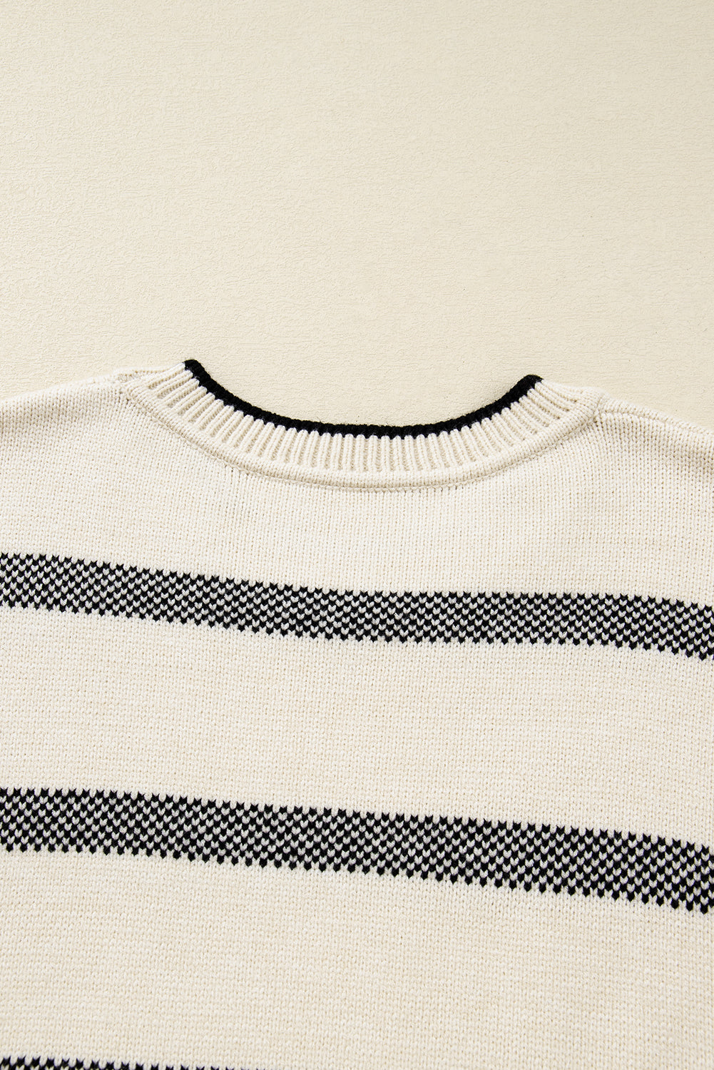 Plus Size Apricot Stripe Wide Sleeve Sweater