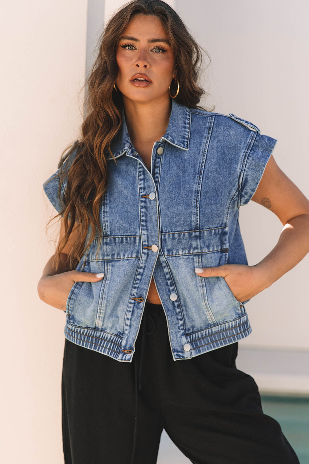 Ashleigh Blue Acid Wash Denim Vest