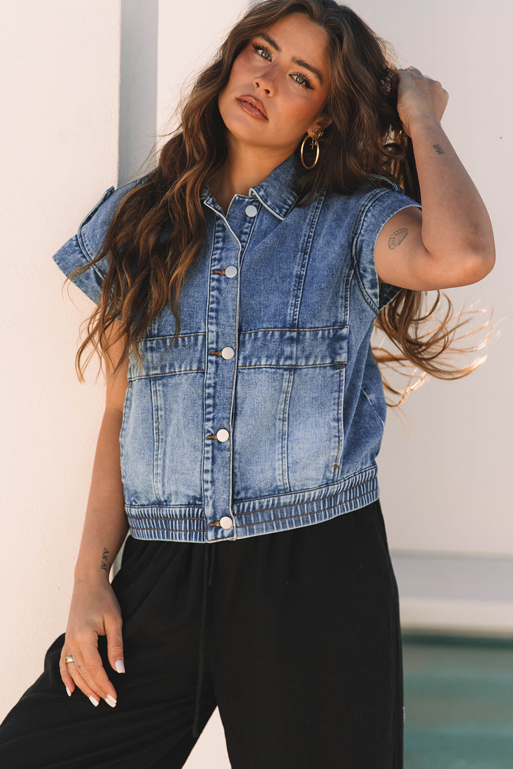 Ashleigh Blue Acid Wash Denim Vest
