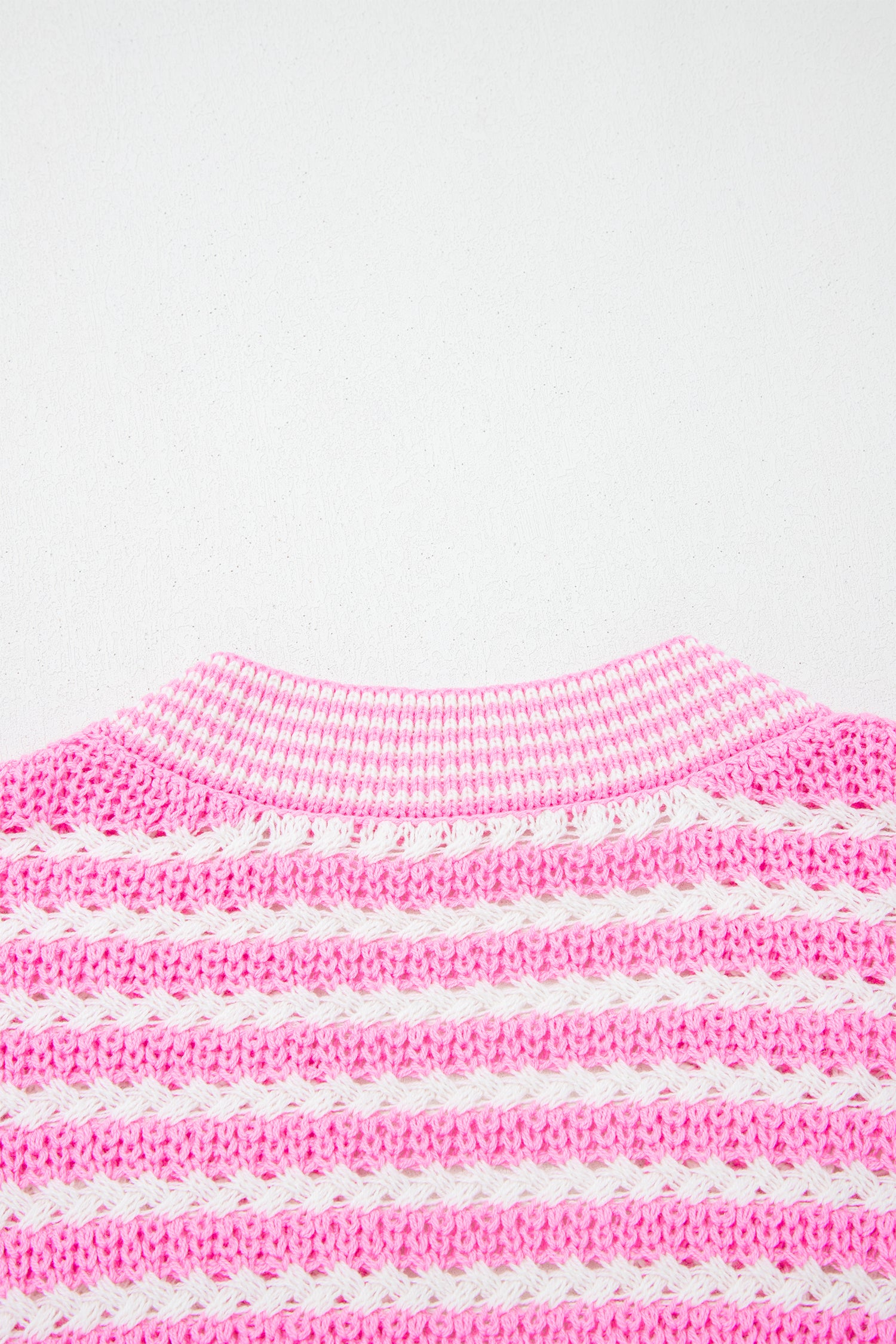 Sky Blue Stripe Short Sleeve Knit V Neck Bow Knot Sweater