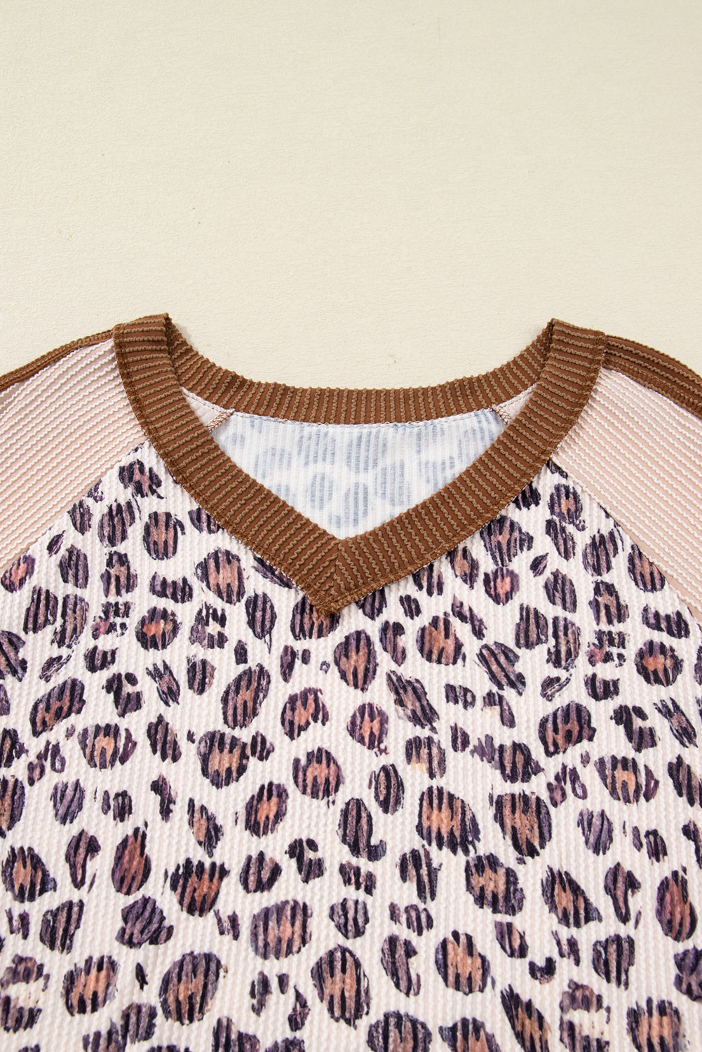 Plus Size Leopard Colorblock Twist Ribbed